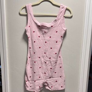 Chic Pink Romper with Cherry Accents